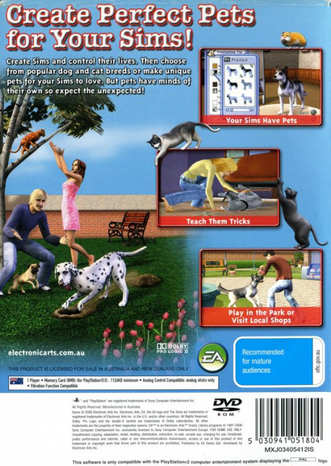 Les Sims 2 : Animaux et Cie - Dos