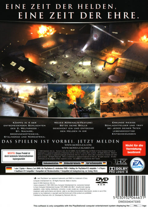 Medal of Honor : Les Faucons de Guerre - Dos