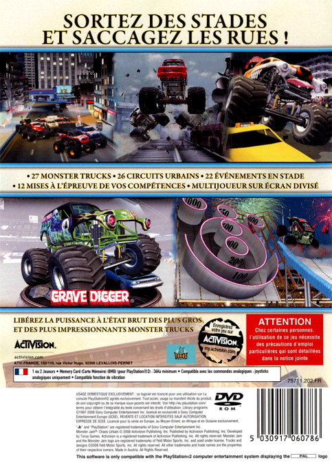 Monster Jam : Chaos Urbain - Dos