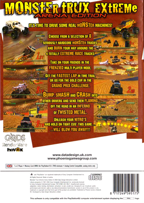 Monster Trux Extreme - Arena Edition - Dos