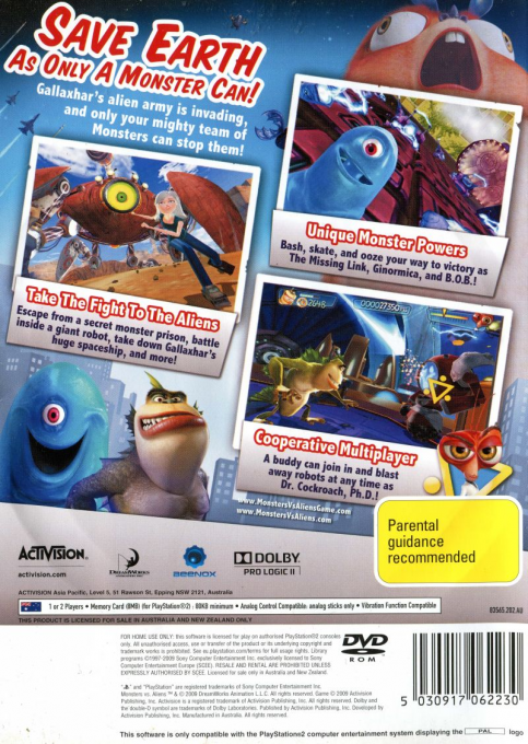 Monstres Contre Aliens - Dos