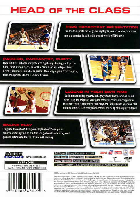 NCAA College Basketball 2K3 dos