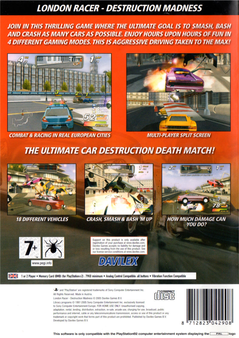 Paris-Marseille Racing : Destruction Madness - Dos