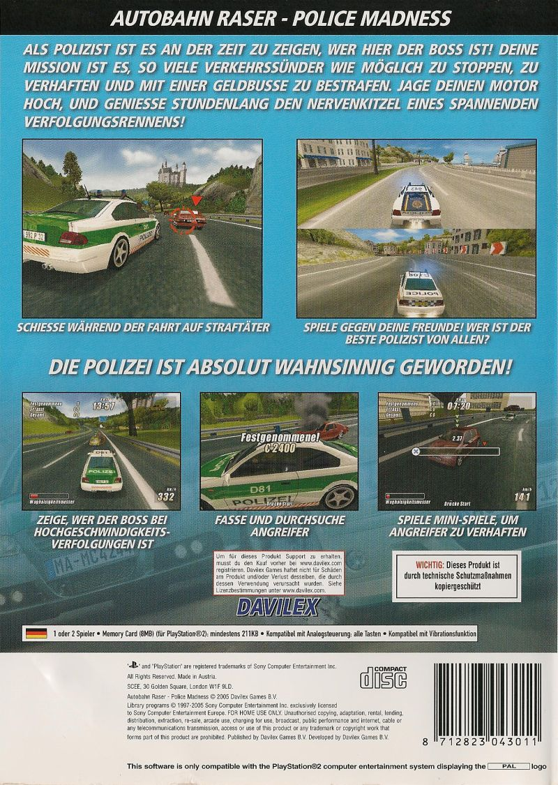 Paris-Marseille Racing : Police Madness - Dos