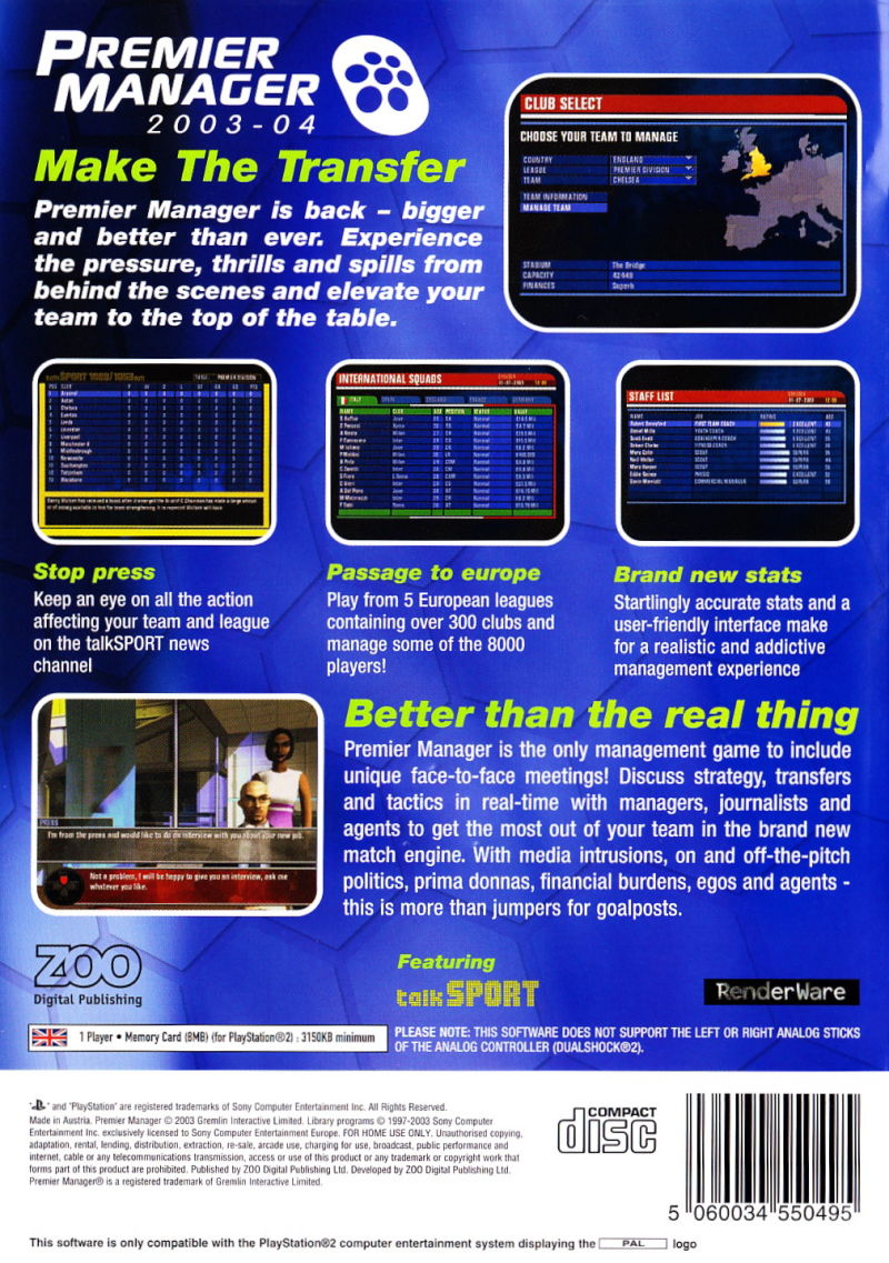 Premier Manager 2003-04 - Dos