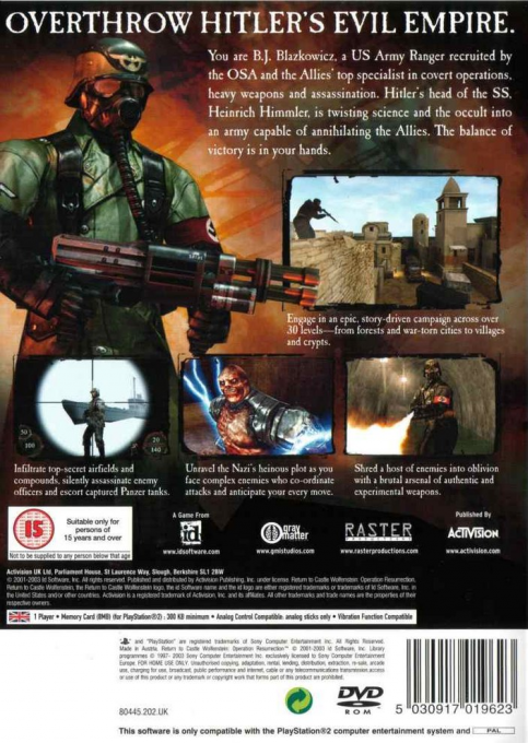 Return to Castle Wolfenstein : Operation Resurrection dos