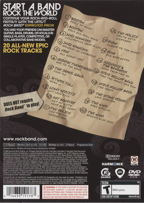 Rock Band Track Pack : Classic Rock dos