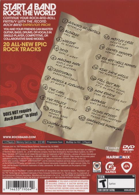 Rock Band : Track Pack Volume 2 dos