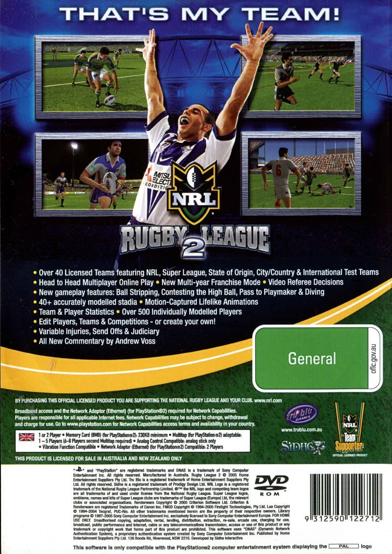 Rugby League 2 dos