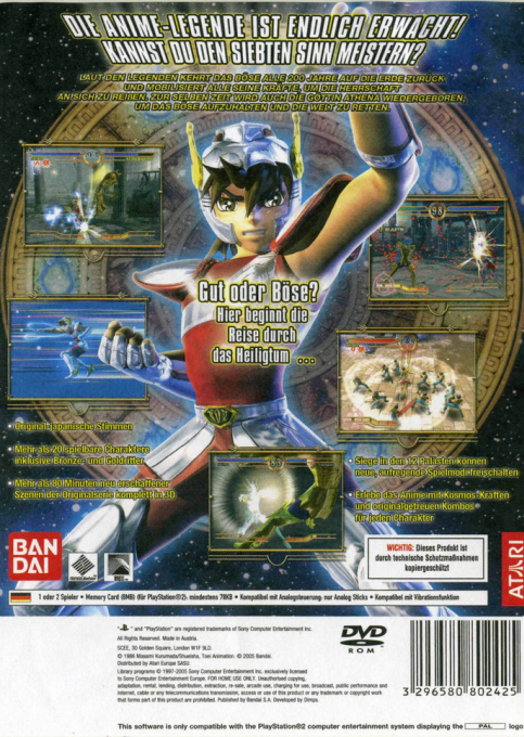 Saint Seiya : Les Chevaliers du Zodiaque : Le Sanctuaire - Dos