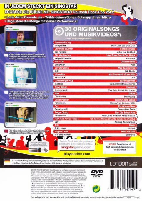 Singstar Deutsch Rock-pop Vol. 2 - Dos