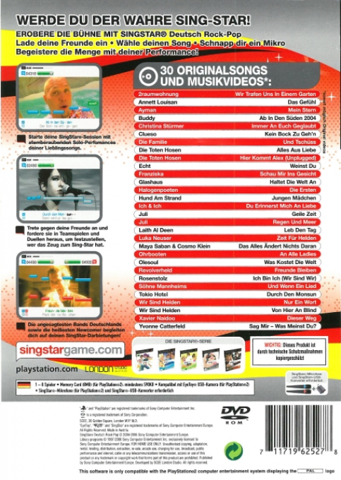 Singstar Deutsch Rock-pop - Dos