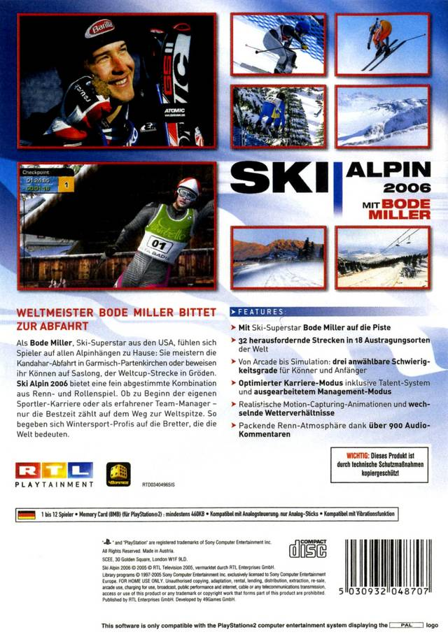 Ski Racing 2005 Featuring Hermann Maier - Dos