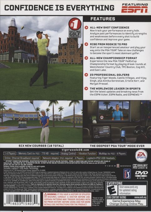 Tiger Woods PGA Tour 08 dos