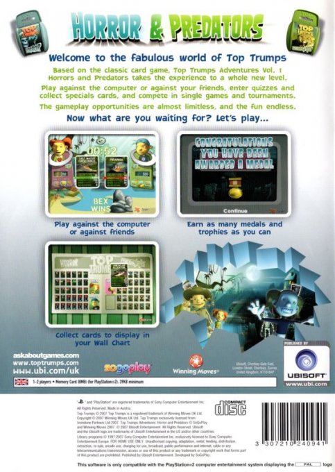 Top Trumps Adventures Vol. 1 - Horror And Predators - Dos