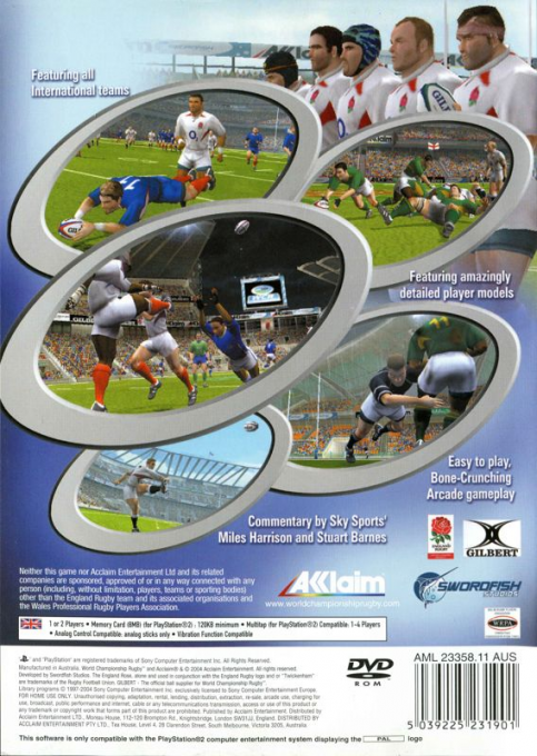 WCR - World Championship Rugby - Dos