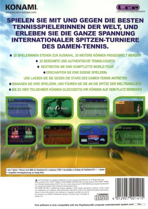 WTA Tour Tennis - Dos