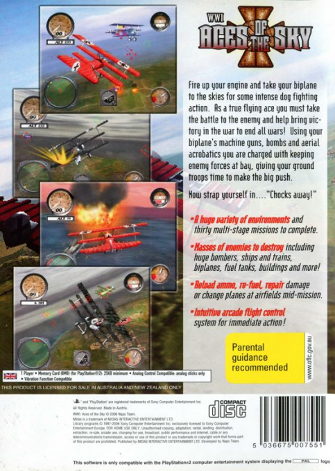 WWI : Aces of the Sky - Dos