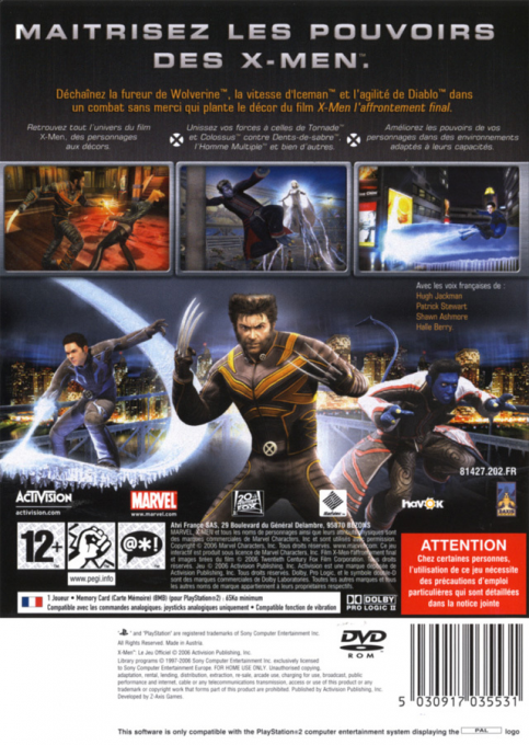 X-Men : Le Jeu Officiel dos