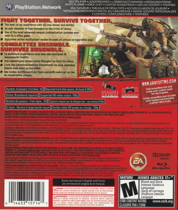 Army of Two : Le 40ème Jour - Dos