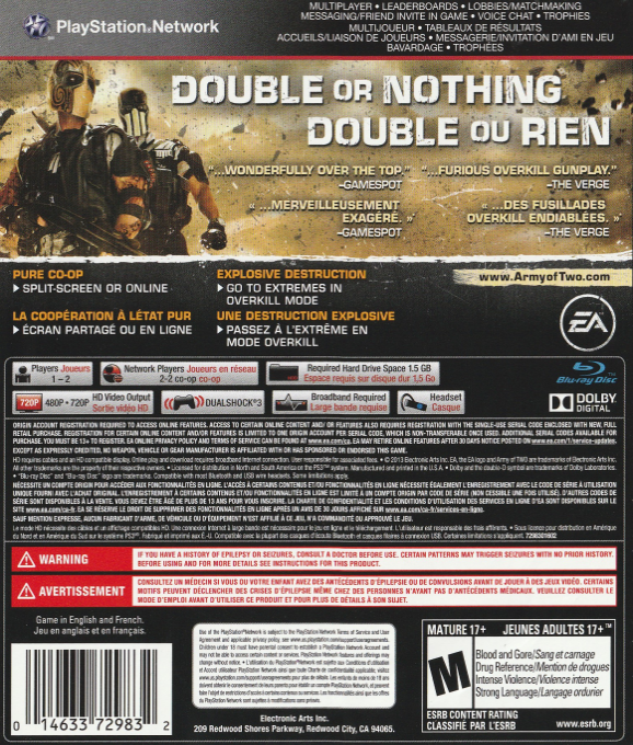 Army of Two : Le Cartel du Diable - Dos