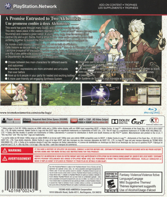 Atelier Escha & Logy : Alchemists of the Dusk Sky - Dos