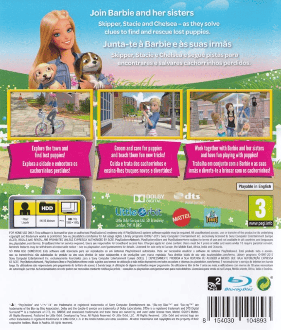 Barbie et ses sœurs: La grande aventure des chiots - Dos