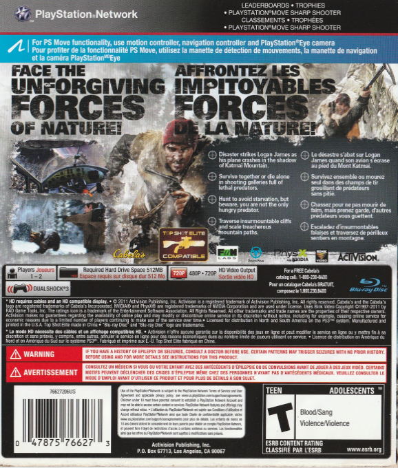 Cabela's Survival : Shadows of Katmai dos