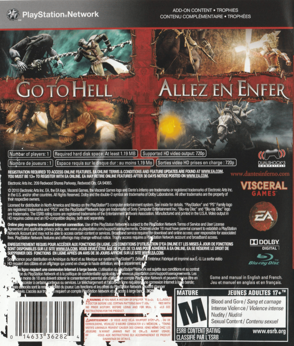 Dante's Inferno : Le Martyre de Sainte Lucie - Dos