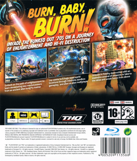 Destroy All Humans ! En Route vers Paname ! - Dos