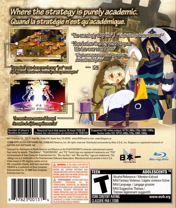 Disgaea 3 : Absence of Justice - Dos