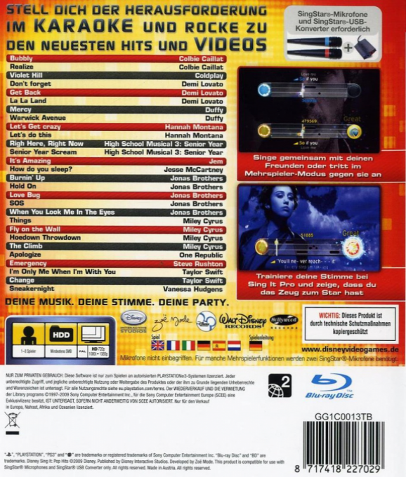 Disney Sing it : Pop Hits - Dos