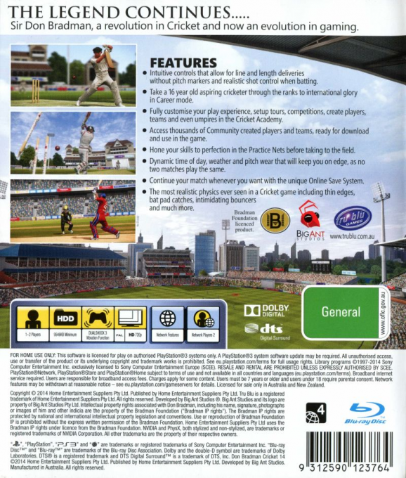 Don Bradman Cricket 14 - Dos