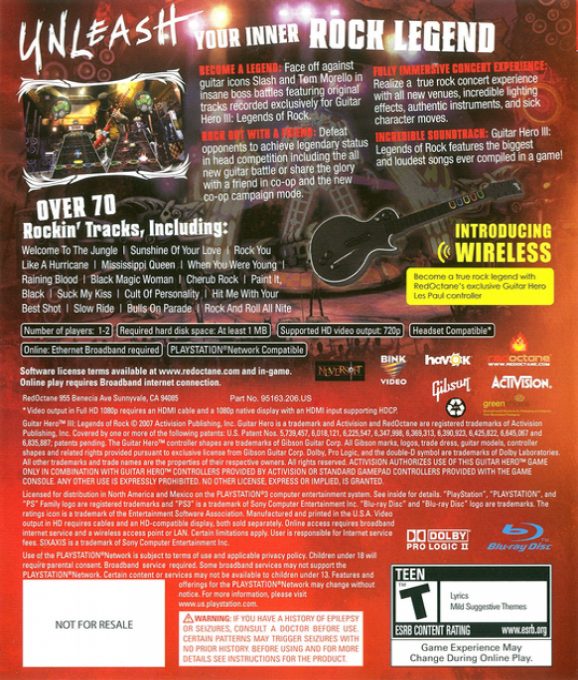 Guitar Hero III : Legends of Rock dos