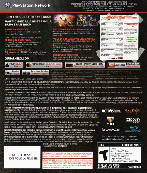 Guitar Hero : Warriors of Rock - Dos