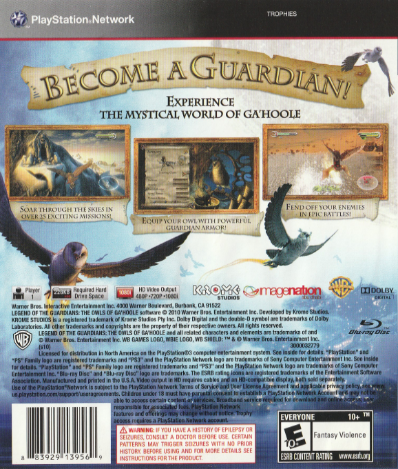 Le Royaume de Ga'Hoole : La Légende des Gardiens - dos