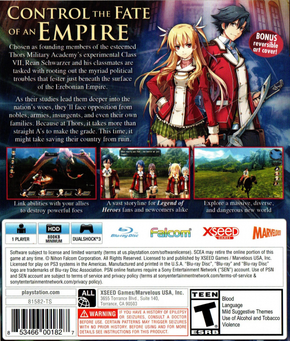 Legend of Heroes : Trails of Cold Steel dos