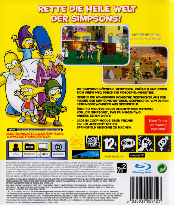 Les Simpson : le Jeu - Dos