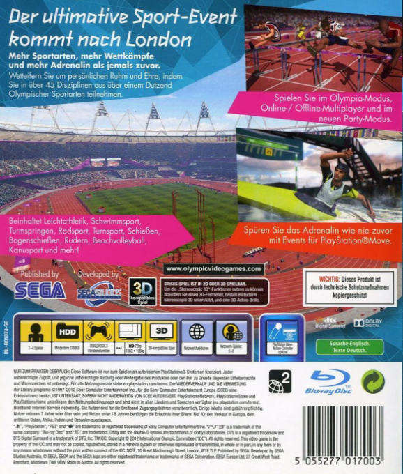 Londres 2012 : Le Jeu Officiel Des Jeux Olympiques dos