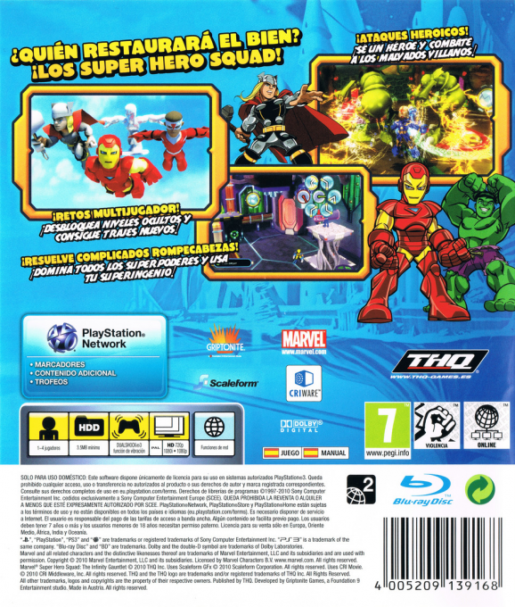 Marvel Super Hero Squad : Le Gant de l'Infini dos