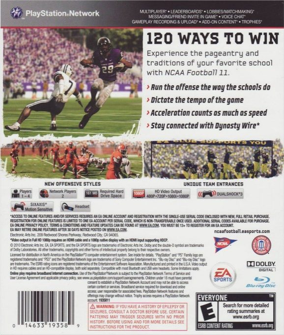 Ncaa Football 11 dos