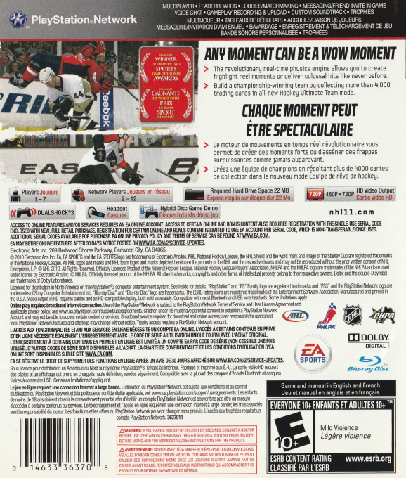 Nhl 11 dos