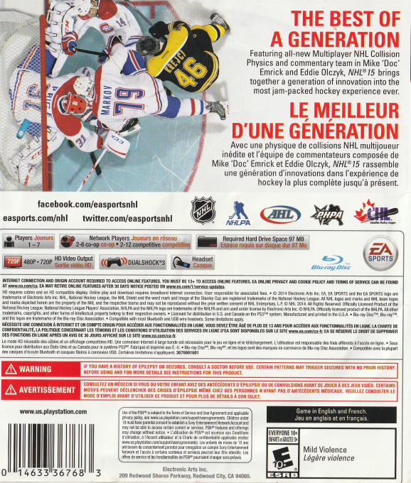 Nhl 15 dos