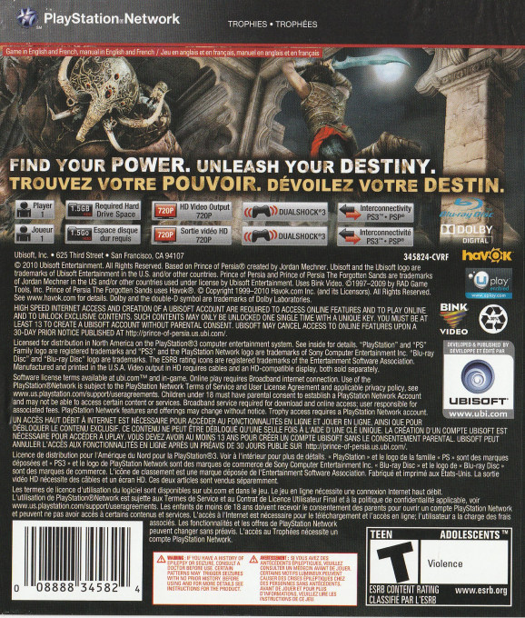 Prince of Persia : Les Sables Oubliés dos
