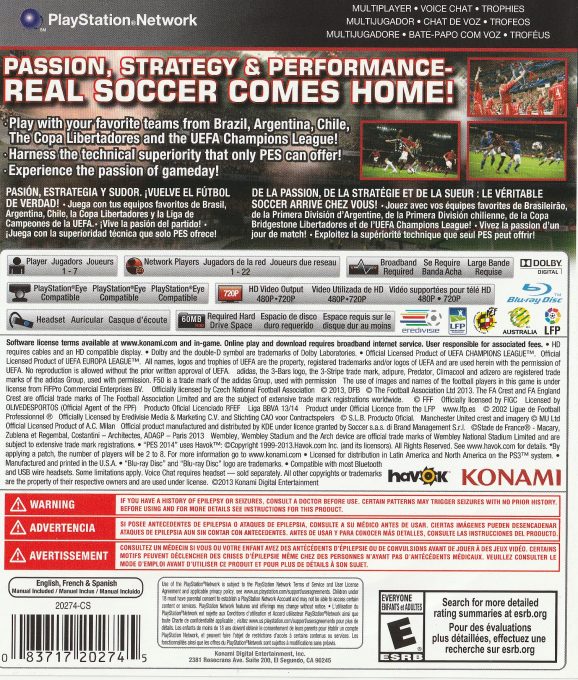 Pro Evolution Soccer 2014 dos