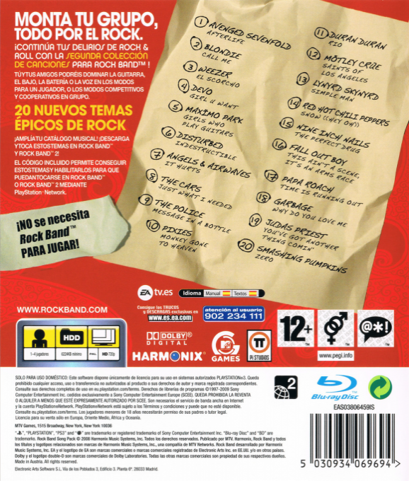 Rock Band Song Pack 2 dos