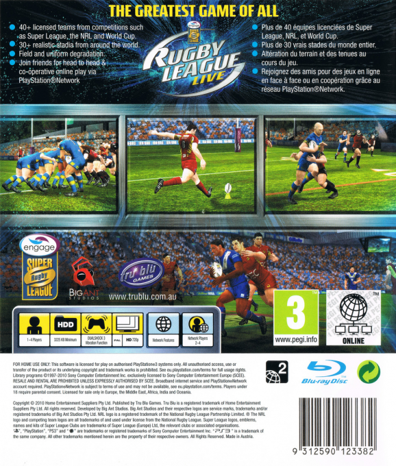 Rugby League Live dos