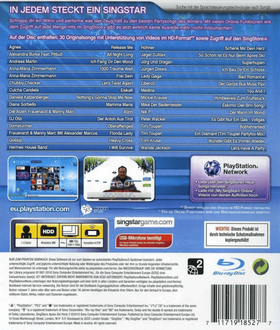 SingStar Apres-Ski Party 2 - Dos