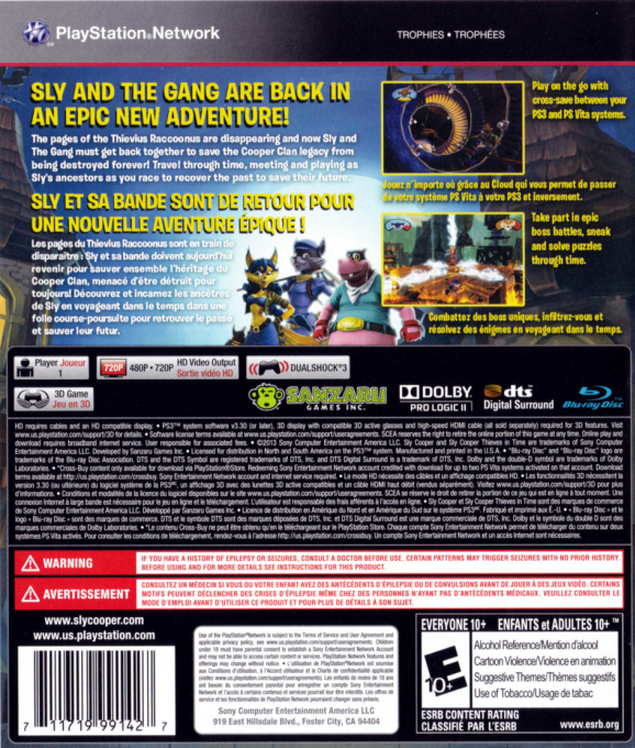 Sly Cooper : Voleurs à travers le Temps - Dos