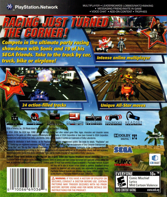 Sonic & Sega All-Stars Racing - Dos